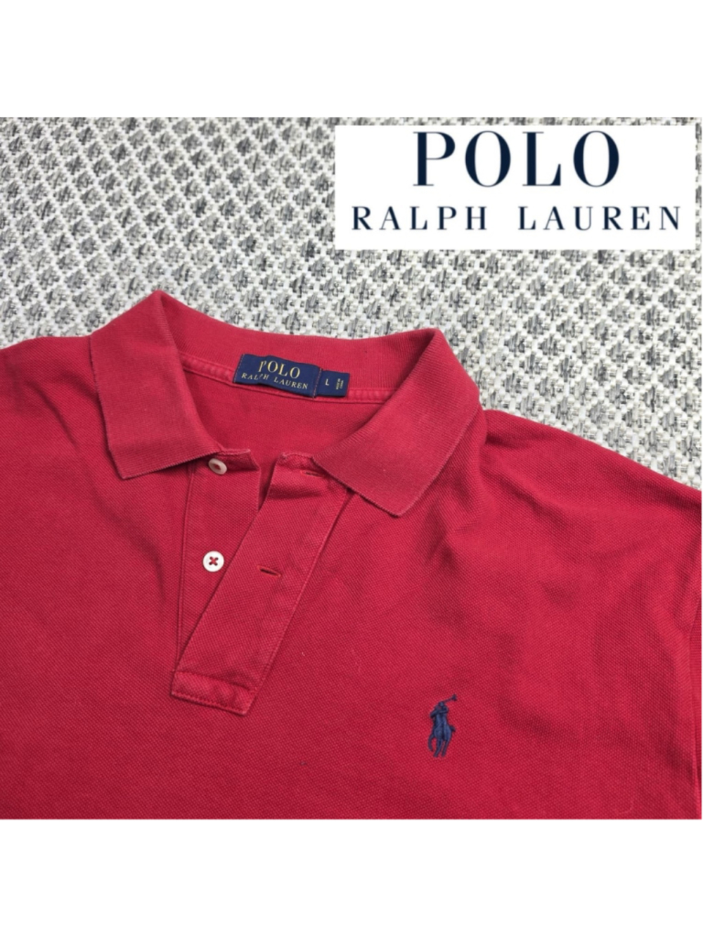 Polo Ralph Lauren Polo Shirt Mens Large Red Cotton Mesh Navy Pony Classic Fit